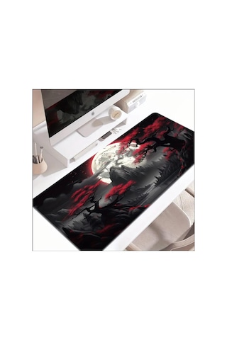 70x30 Cm Karanlık Kırmızı Ay Temalı Kaydırmaz Taban Speed Yüzey Oyuncu Mouse Pad Gaming
