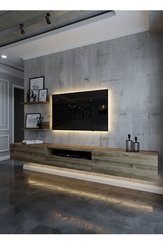 Resital Ledli Duvara Monte Tv Sehpası - Ceviz - W6019-2 Ceviz