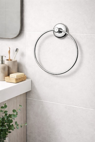 İbico Banyo Yuvarlak Metal Havluluk Vidalı Montaj Metal