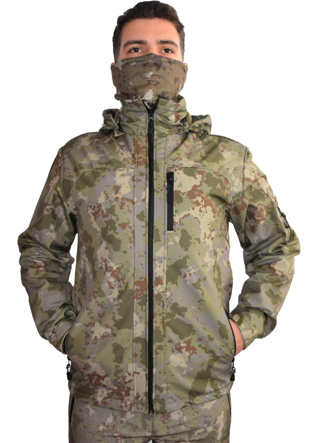 Askeri Kamuflaj Desenli Su Geçirmez Softshell Mont Termal İçlikli, Rüzgar Geçirmez, Outdoor Av & Doğa Sporları Montu Kamuflajl Çok Renkli
