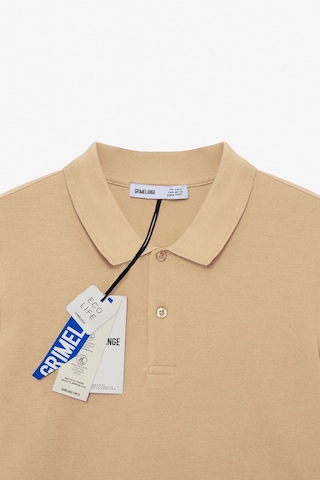 Grımelange SKYLOOM Erkek %100 Pamuk Kısa Kollu Regular Fit Bej Polo Yaka T-shirt