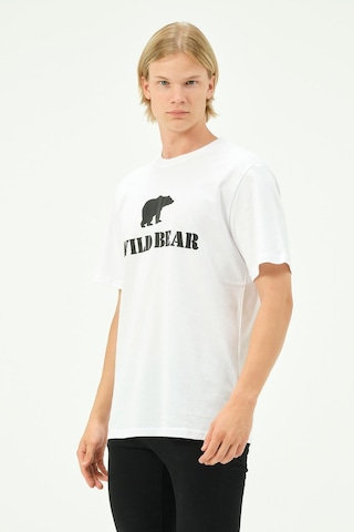 Rich Erkek T-shirt Ayı Baskılı Bear Tişört Beyaz