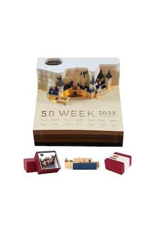 Xindoker 2025 Harry Potter 3d Kâğıt Heykeli Takvim - Işıklı Haftalık Takvim İngilizce Versiyonu Not Defteri