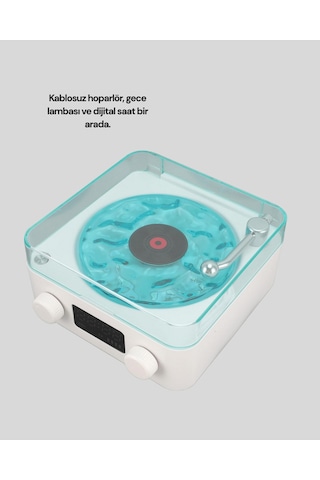Bluetooth Hoparlör 3-ü-1 Saatli Gece Lambası Ve Vintage Tasarım -