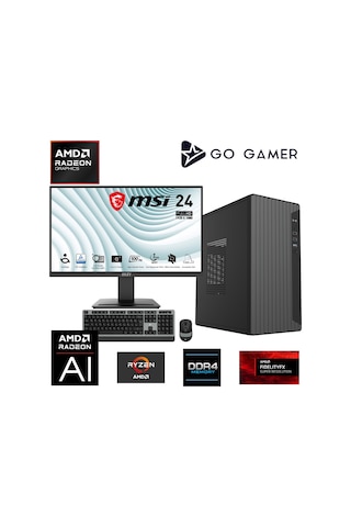 Go Gamer AE07D R3-3200G 8 GB 512 GB SSD 24" Free Dos Oem Paket Masaüstü Oyuncu Bilgisayarı