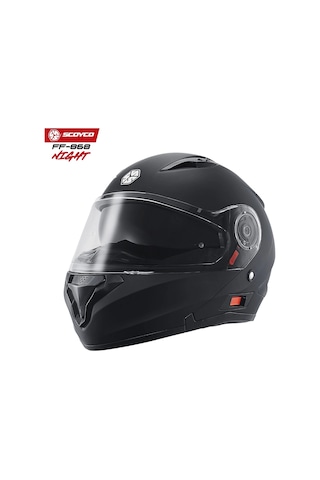 Scoyco FF-868 Night Çene Açılır Güneş Vizörlü Kask Mat Siyah