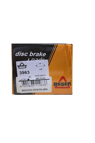 3963 Arka Fren Balatası Mercedes Sprinter Ii - Crafter Çift Teker