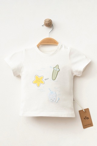 %100 Pamuklu Best Beach Team T-shirt Ekru