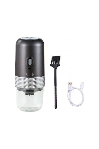 Moveevo Usb Şarjlı Taşınabilir Elektrikli Kahve Değirmeni - Seramik Öğütme Çekirdeği Ve 304 Çelik, 1500mah Pil, Gri Renk Gri