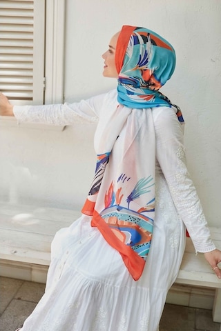 Şal Evi Şalevi Fresh Pamuklu Soft Şal - Turuncu - Mavi 10-1