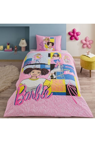 Taç Lisanslı Barbie Bright Tek Kişilik Pamuk Complete Set 000000001000050026 Çok Renkli