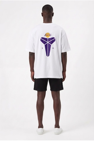 Lixa Günlük Spor Tişört Lakers Üçgen Beyaz Oversize 142415 SİYAH