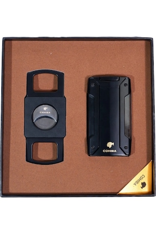 Cohiba Çakmak Kesici İkili Siyah Puro Seti - Tr9263
