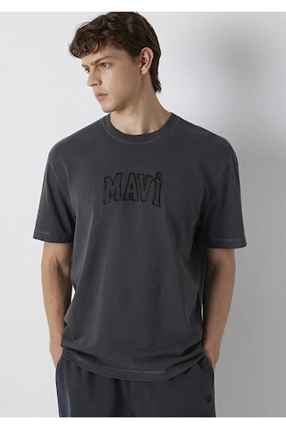 Mavi M0613564-70087 Mavi Logo Baskılı T-shirt Erkek Tişort Füme