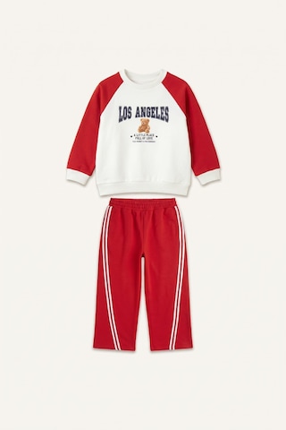 Defacto Regular Fit Ayıcıklı Uzun Kollu Üst Lastikli Paça Alt 2li Takım Kız Bebek I3661a526aurd70 Kırmızı-rd70