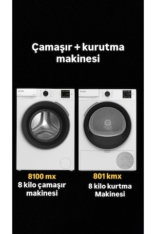 Arçelik 8100 MX Çamaşır Makinesi-801 KMX Kurutma Makinesi