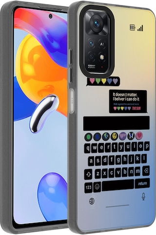 Ardemix Redmi Note 12 Pro 4g Kılıf Desenli Dragon Sert Kapak - Klavye Klavye