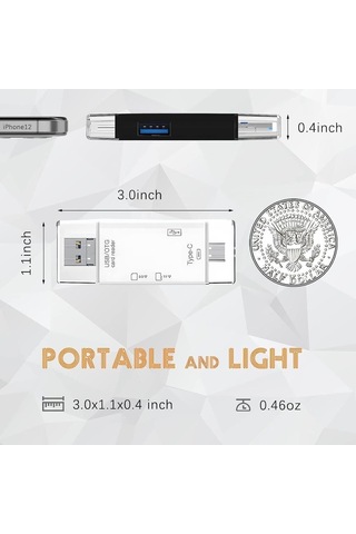 Kart Okuyucu Usb Otg Hub Type-c Micro 6ın1 Adaptör Yd40 Ofis Ürünü Beyaz Aparat Donanım