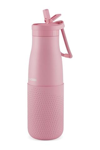 Pembe 500 Ml Çelik Okul Matarası - Silikon Gövdeli Nokta Çelik Termos - 50025 Diğer