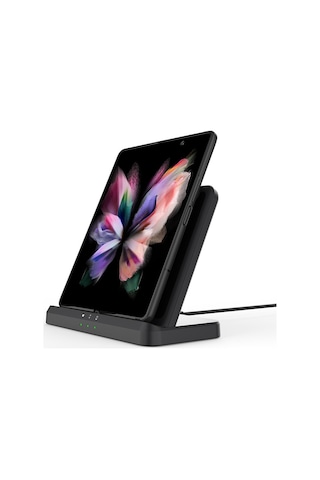 Jeemson Samsung Uyumlu Telefon, Saat Ve Kulaklık İçin 3'ü 1 Arada Hızlı Kablosuz Şarj Cihazı Q10b Siyah