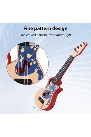 Ruicoo Başlangıçcılar İçin Çalınabilir 54 Cm El Taşınabilir Not Desenli Kırmızı Ukulele Enstrümanı