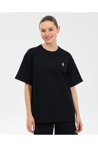 Skechers W Oversize Fit Graphic T-shirt Kadın Siyah Tshirt S2610052-3817