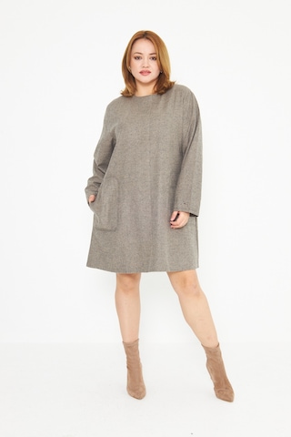 Vizon Cep Ve Dikiş Detaylı Büyük Beden Tunik Vizon