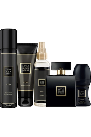 Avon Little Black Dress 5 Parça Ekonomik Set Kadın Parfüm EDP 50 ML + Body Mist + Body Spray + Roll On + Vücut Losyonu