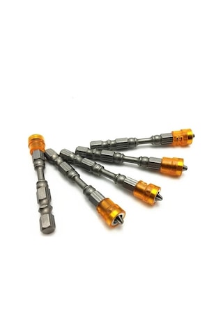 Sarı 5 Adet Ph2 Manyetik Tornavida Bit Kaymaz S2 Çelik Elektrikli Tornavida Seti 1/4 "hex Shank Tek Kafa Elektrikli El Aletleri 6671