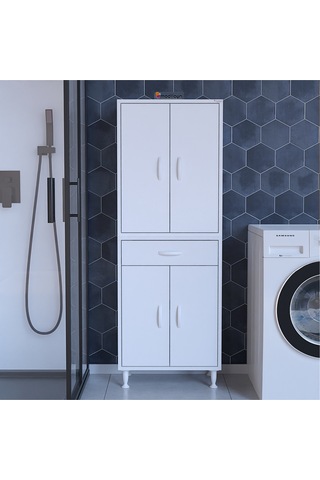 Emir Newyork 54 X 170,4 X 32,5 Cm Kapaklı Ve Çekmeceli Çok Amaçlı Banyo & Mutfak Dolabı Beyaz