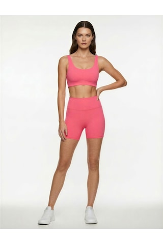 Koton Slim Fit Yüksek Bel Ekstra Mini Spor Biker Tayt Pembe 6wak40254nk Kırmızı
