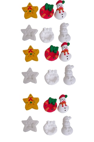 Eğitici Etkinlik Yılbaşı -neol-yıldız Kardan Adam 3'lü Set 2 Boyutlu 8 Cm 3 Adet