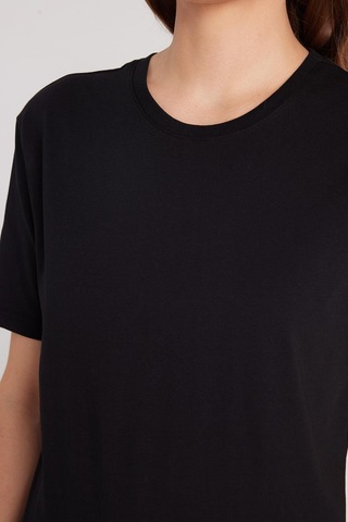 Tudors Kadın Slim Fit Dar Kesim %100 Pamuk Yumuşak Dokulu Siyah Bisiklet Yaka Tişört-37838 Siyah