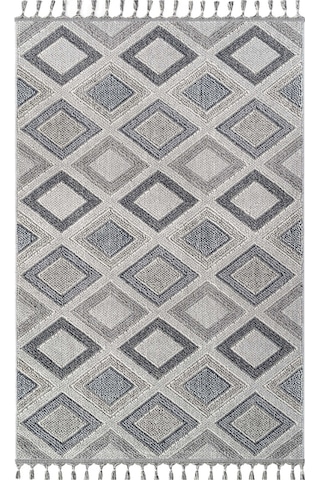 Cool Halı Bress 1402 Gri Hav Toz Vermez Hasır Dokulu Salon Mutfak Antre Bukle Örgü Modern Desen Halı