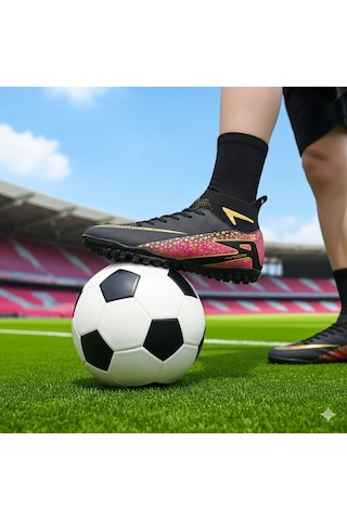 Twingo Air Laliga Çoraplı Krampon Halı Saha Dişsiz Yeni Ayakkabı Modelleri Siyah - Gold
