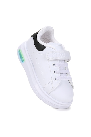 Kiko Kids Tinsa Günlük Cırtlı Işıklı Kız Bebek Spor Ayakkabı Beyaz - Siyah Beyaz - Siyah