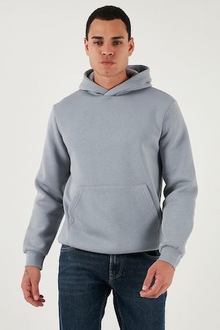 Buratti Regular Fit Kapüşonlu Kanguru Cepli Içi Tüylü Yumuşak Şardonlu Erkek Sweat 5905281 Açık Gri