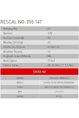 Isıtma Bujisi - Mitsubishi - Et055147