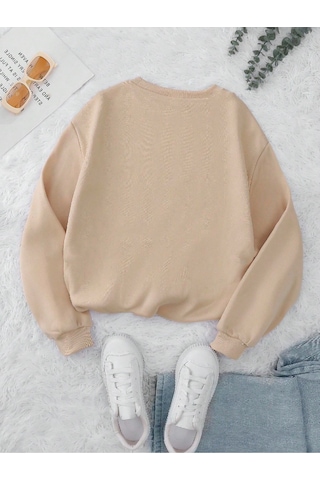 Startmore Kahverengi Unisex Erkek/kadın Ok Bear Özel Renkli Baskılı Oversize Pamuklu Bisiklet Yaka