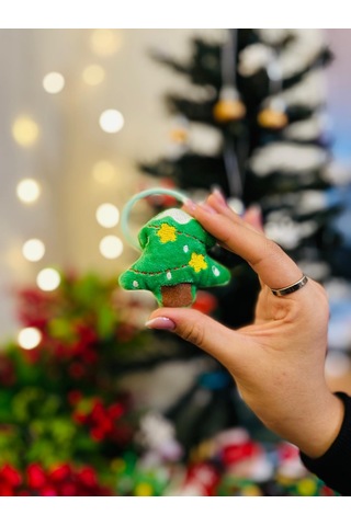 Yılbaşı Temalı Peluş Lastik Toka Seti Noel Baba, Geyik, Çam Ağacı Figürlü 5'li -213 Beyaz