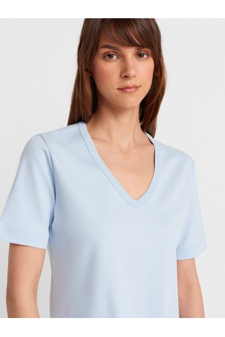 Dilvin 31840 V Yaka Kısa Kollu T-shirt-açık Mavi Açık Mavi
