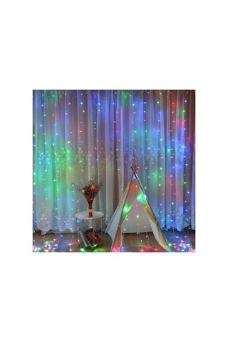 8 Fonksiyonlu 2 Metre 200 Led 10 Saçak Rgb Led Perde Aydınlatma Beyaz