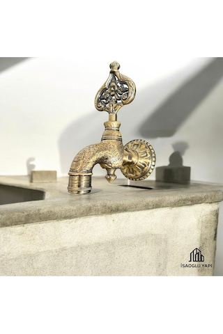 İsaoğlu Yapı Antik Gold Kurna Musluğu Vintage Tasarım Özel Yapım Eskitme Hamam Musluk Gold