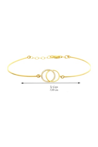 14 Ayar Altın Bileklik Kelepçe Çift Alyans Modeli 7,00 Cm Çapında Sarı Altın