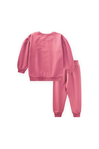Cigit Etiket Detaylı Sweatshirt Takım 1-7 Yaş Mercan Mercan