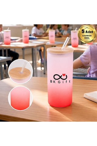 Logonuza Özel 5 Adet Pipetli Cam Matara 600 Ml Ahşap Kapaklı Kurumsal Suluk Tekno-bitmeyencom38017 Bk Kurumsal