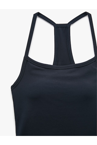 Koton Slim Fit Basic Çapraz İp Askılı Kolsuz Spor Atlet Lacivert 7wak30050nk