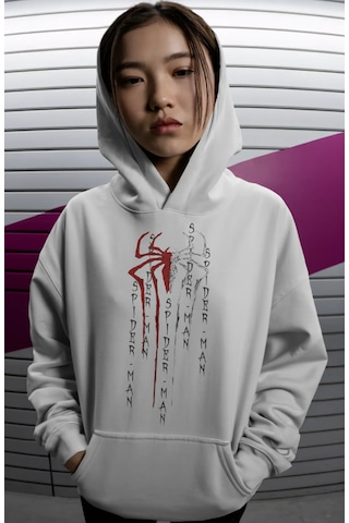Sevbano Spider-man Örümcek Adam Logo Film Baskılı Unisex Oversize Premium beyaz