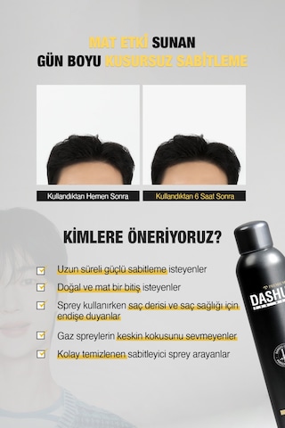Bambu Özlü Mat Bitiş Ve Güçlü Tutuş Sunan Saç Sabitleyici Sprey Dashu For Men Bamboo Pin Spray 300ml