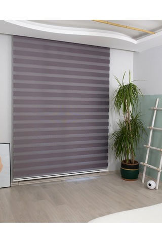 İncilifehome İcl510 Düz Kumaş Zebra Stor Perde Antrasit Alüminyum Kasalı Antrasit